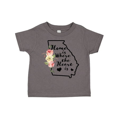 

Inktastic Georgia Home Where the Heart is with Watercolor Floral Gift Toddler Boy or Toddler Girl T-Shirt