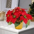 thumbnail image 3 of YOHAVEN Artificial Poinsettia Potted Flowers, Red Christmas Holiday Decoration for Home Office Table Shelf Porch Party Seasonal Festive Floral Display, 3 of 5