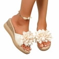 thumbnail image 3 of Xucatan Women's Slip On Wedge Sandals, Floral Decor Summer Beach Walking Footwear, Supportive Woven Heel with Non Slip Outsole Gift, 3 of 9