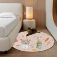 thumbnail image 2 of Round Area Rug 3.3 Ft, Spring Easter Washable Non-Slip Circle Carpet for Living Room/Bedroom, Bunny Carrots Eggs Floral Botanical Pink Low-Profile Small Kitchen Mats Collection Rugs for Indoor, 2 of 8