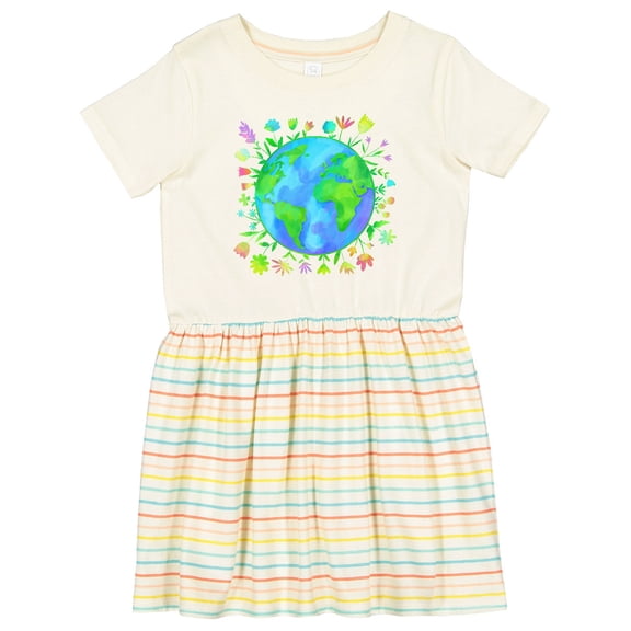 Inktastic Earth Day with Flowers Girls Toddler Dress