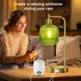 thumbnail image 5 of SparkGlowy Industrial Table Lamp for Bedroom Set of 2, Green Glass Beside Lamp with USB A&C Ports, Stepless Dimmable Gold Lamps, Nightstand Lamps for Living Room (Bulb Included), 5 of 7
