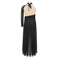 thumbnail image 4 of Raenseen Kids Girls Modern Lyrical Dance Dress One-shoulder Applique Mesh Split Dresses Black 6, 4 of 5