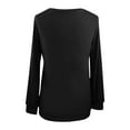 thumbnail image 4 of SMihono Lantern Sleeve Tunic T Shirt Blouse Womens Plus Size Solid Color Long Sleeve Crew Neck Keyhole Neck Solid Color Female Leisure Black XL, 4 of 9