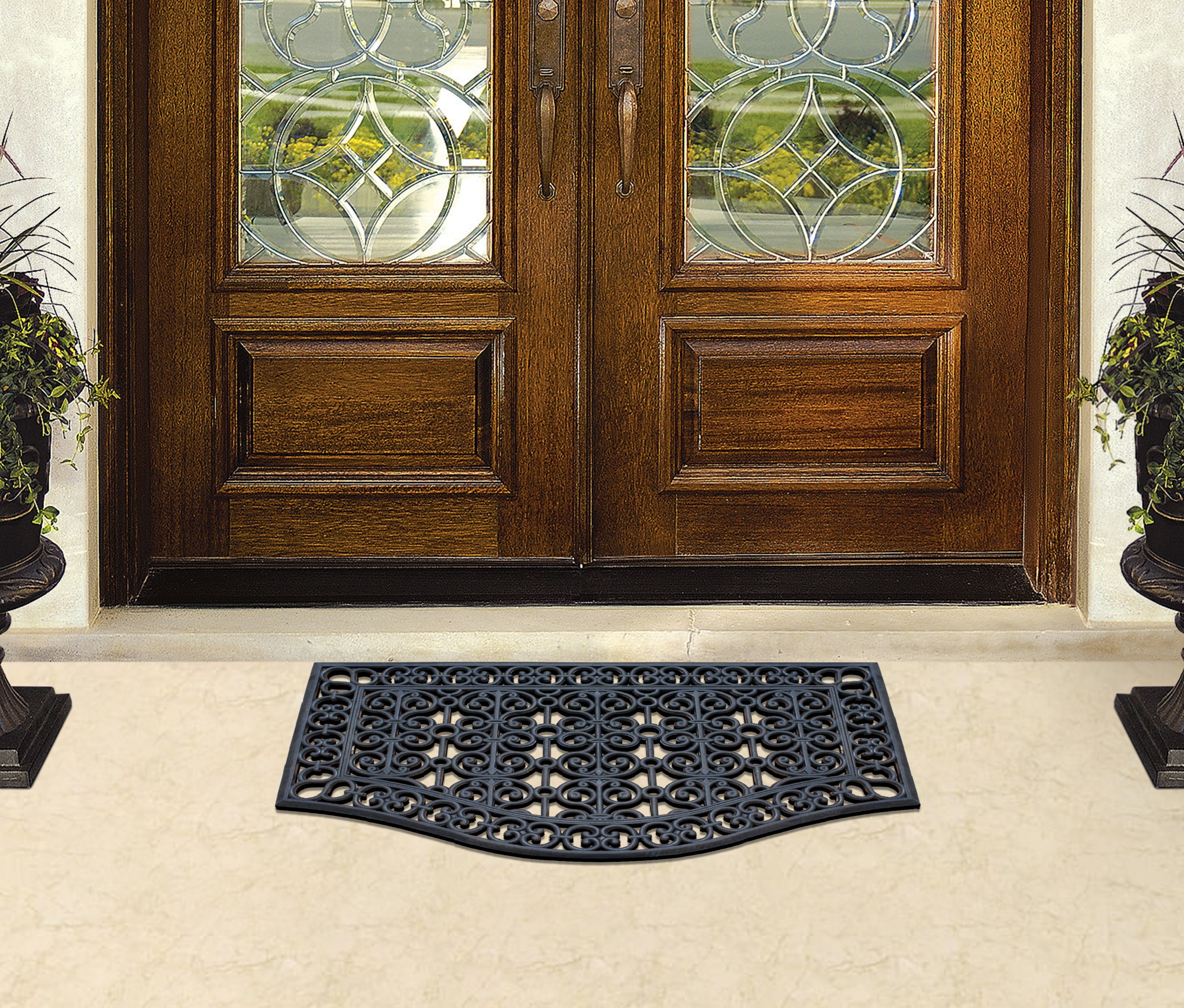 A1HC 12lb Heavy Duty Rubber Doormat 24"x39" - Won't Blow Away, Outdoor Front Door Mat, Mud Dirt Scraper, Non-Slip Drainage Mat for Entryway Patio Garage