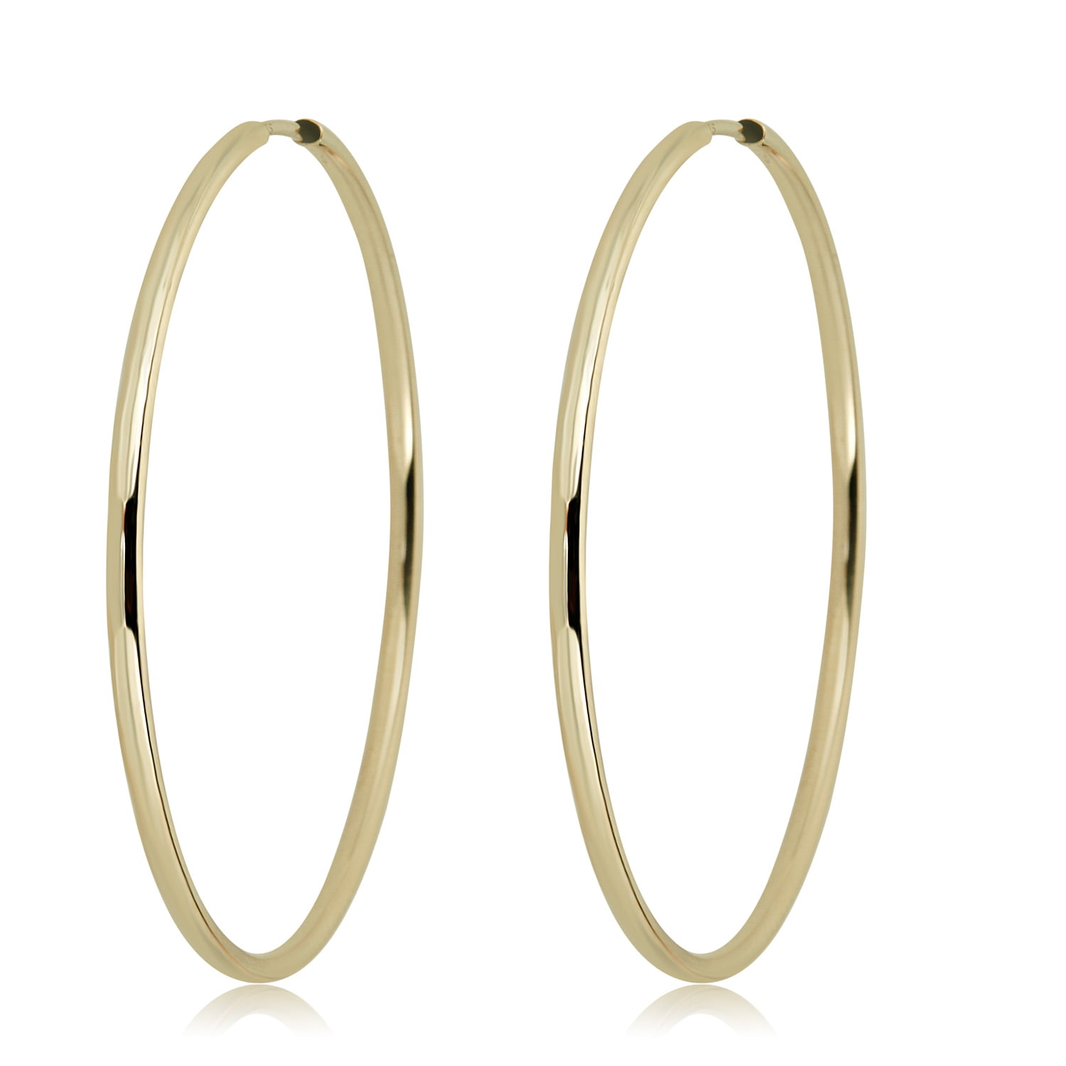 6 Sizes Genuine 14K Gold Stunning Plain Polished Hoop Earrings 