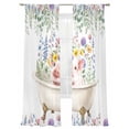 thumbnail image 2 of Spring Floral Pig Sheer Curtains 84 Inches Long 2 Panels Set, Window Sheer Curtains for Living Room/Bedroom, Weeping Flowers Leaves Farmhouse Watercolor Light Filtering Rod Pocket Curtain 52''x84''x2, 2 of 8