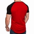 thumbnail image 6 of VNKIDY Mens Color Block Raglan Sleeve TShirts Short Sleeve Crewneck Curved Hem Casual Streetwear Tees For Daily Wear Red XL, 6 of 6