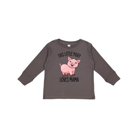 Inktastic This Little Piggy Loves Mama Cute Boys or Girls Long Sleeve Toddler T-Shirt