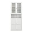 thumbnail image 4 of Tcbosik 72.2" Tall Pantry Cabinet with 2 Glass Doors, Metal Cabinet with Adjustable Shelves, Kitchen Storage Cabinet for Living Room, Dining Room, White, 4 of 10