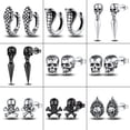 thumbnail image 3 of ChicSilver Black Skull Earrings Sterling Silver Drop Earrings Gothic Skeleton Halloween Earrings Jewelry Gift for Women Men, 3 of 9