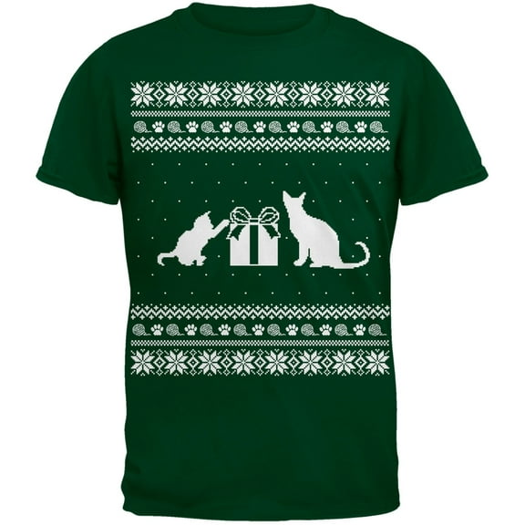 Cats Ugly Christmas Sweater Green Youth T-Shirt