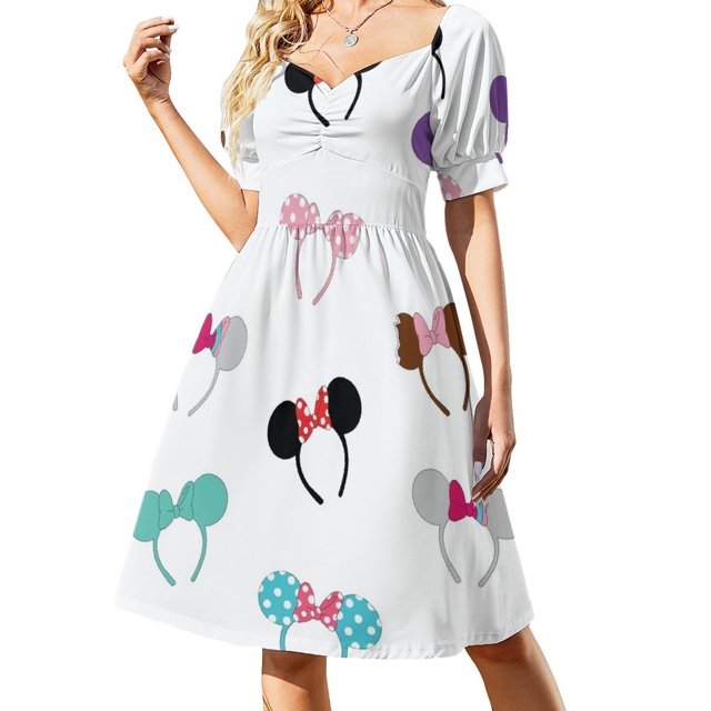 Robe Sans Manches à Motif Oreilles de Souris pour Femmes Été 2024 Jupe d'Été Robe Formelle pour Femmes 2024