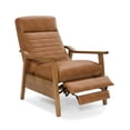 thumbnail image 4 of Pemberly Row Saddle Brown Faux Leather Wood Arm Push Back Recliner, 4 of 12