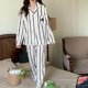 thumbnail image 1 of CAIYIER-Conjunto de pijamas para parejas, ropa de dormir con estampado de perro, a rayas, para amantes de las mujeres y los hombres, ropa de dormir de invierno, ropa de dormir Coreana de Navidad, 1 of 4