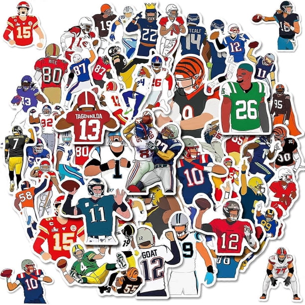 100 Pcs American Football Stickers,Rugby Team Fans,Super Bowl Sunday Stickers,Rugby Stickers,Sports Stickers for Water Bottles,Football Bowl,Waterproo