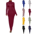 thumbnail image 6 of Women Bodycon Long Sleeve Maxi Dress Turtleneck Casual Long Midi Club Party, 6 of 14