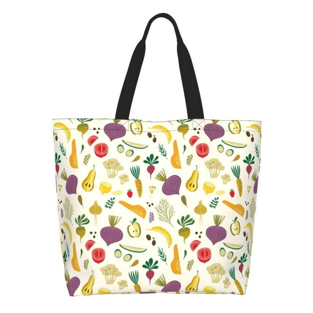 Balery Vegetable Bolsa Tote Estilo Estético con Cremalleras, Bolsa de Hombro, Bolsa de Compras Grande y Plegable