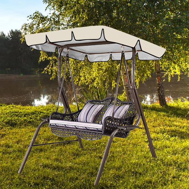 UPOUART Beige Oxford Cloth Swing Canopy Replacement Sunshade Cover For Outdoor Garden Swing Chair Easy Installation