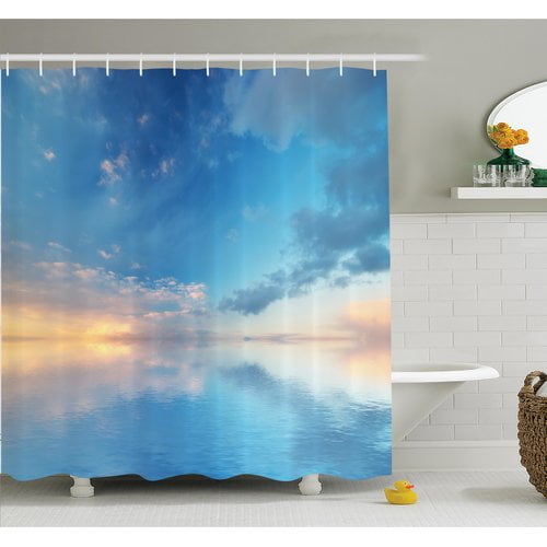 Ambesonne Ocean Horizon Clouds Sky Shower Curtain Set