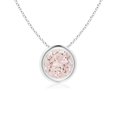 thumbnail image 1 of Angara Collier en Morganite Naturel - Pendentif Solitaire Rond en Morganite avec Lunette en Or Blanc 14K pour Femmes, 1 of 8