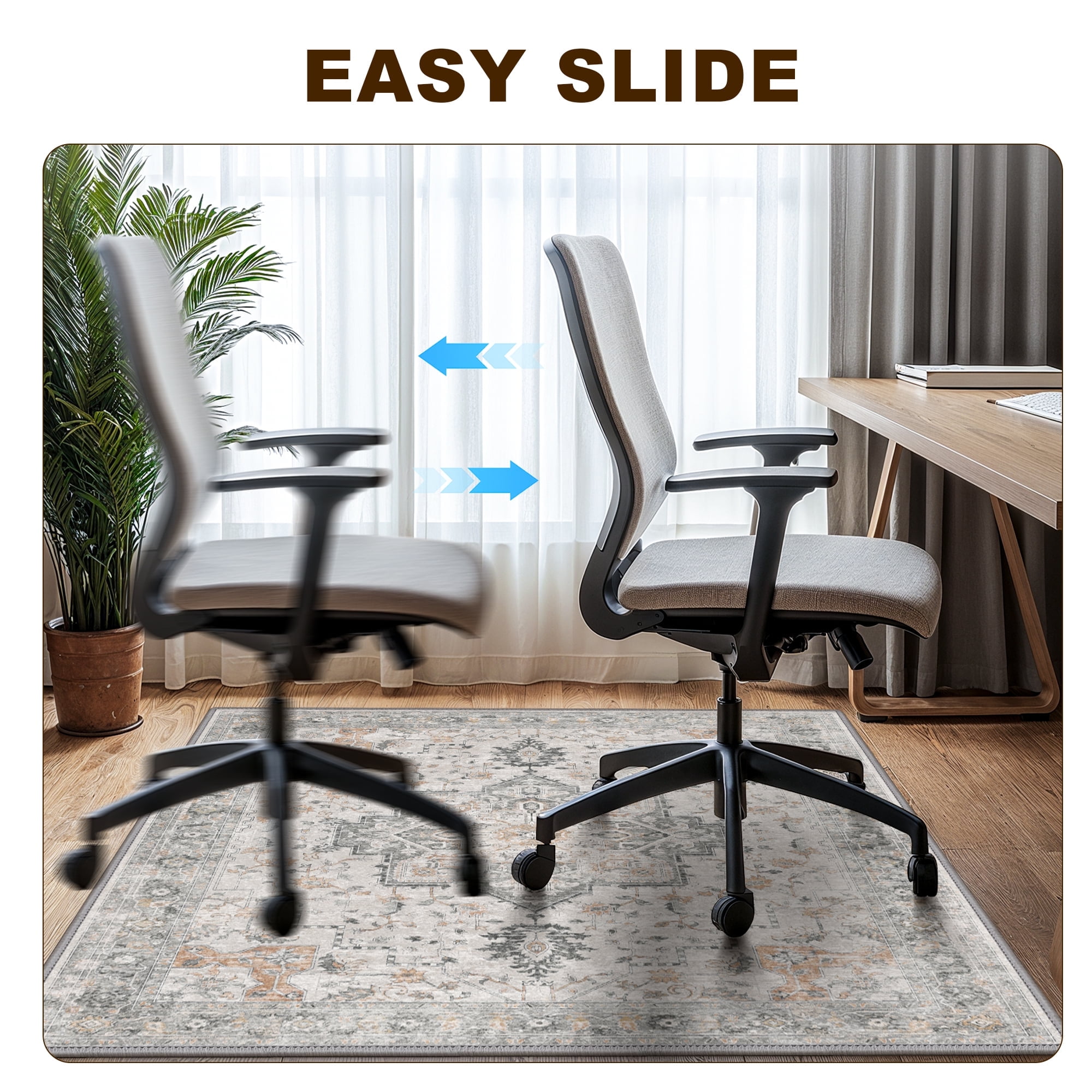 KUETH 36"X 48" Protective Flooring Office Chair Mat for Hardwood Floor and Tile Floor, Heavy Duty Desk Chair Mat for Carpets, Anti Slip Office Floor Mats for Rolling Chairs, Low Pile Under Desk Rug