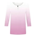 thumbnail image 4 of TKLPEHG Dressy Tops for Women Fashion Summer Casual Crew Neck Three-quarter Sleeve Tops 3/4 Sleeve T Shirts Lightweight Gradient Color Graphic Tee Loose Going Out Tops Blouse(Pink,XL), 4 of 5