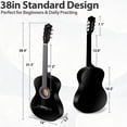 thumbnail image 3 of ZENY 38" Acoustic Guitar for Beginners, Student Starter Kit with Gig Bag, Strap, Tuner & Picks -Black, 3 of 11