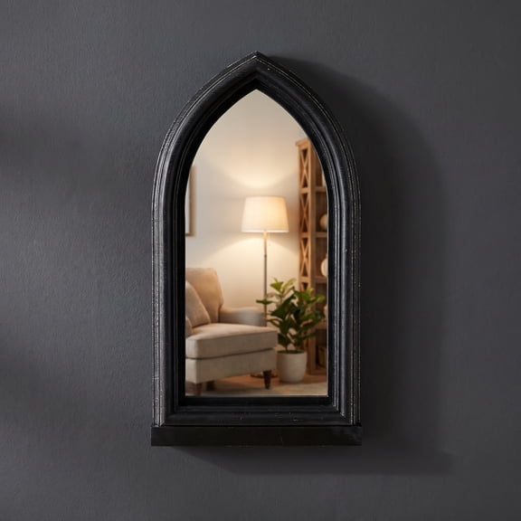LOLIPPYY Black Window Frame Decorative Wall Mirror, Small Vintage Style Hanging Mirror for Home and Office Decor
