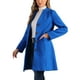 thumbnail image 4 of Abrigo largo de una sola botonadura de manga larga con cuello en V elegante para mujer Inspire Chic, tamaño L, azul marino, 4 of 6