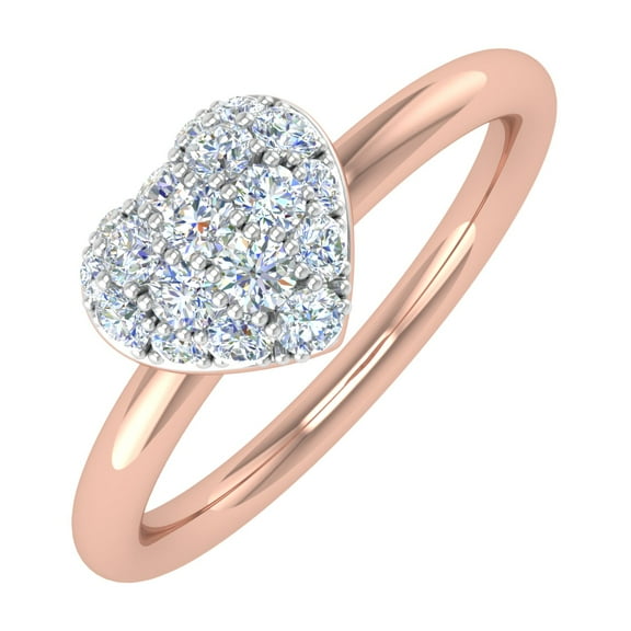 1/4 Carat Diamond Heart-Shaped Promise Ring Band in 10K Rose Gold (Ring Size 8)