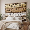 thumbnail image 3 of Brown Cat Paw Print Large Tapestry for Bedroom Wall Hanging Tapestry,Vintage Farmhouse Country Wooden Grain Ceiling Backdrop Tapestries Poster Blanket Wall Decor for Teens Room Living Room 100" x 59", 3 of 8