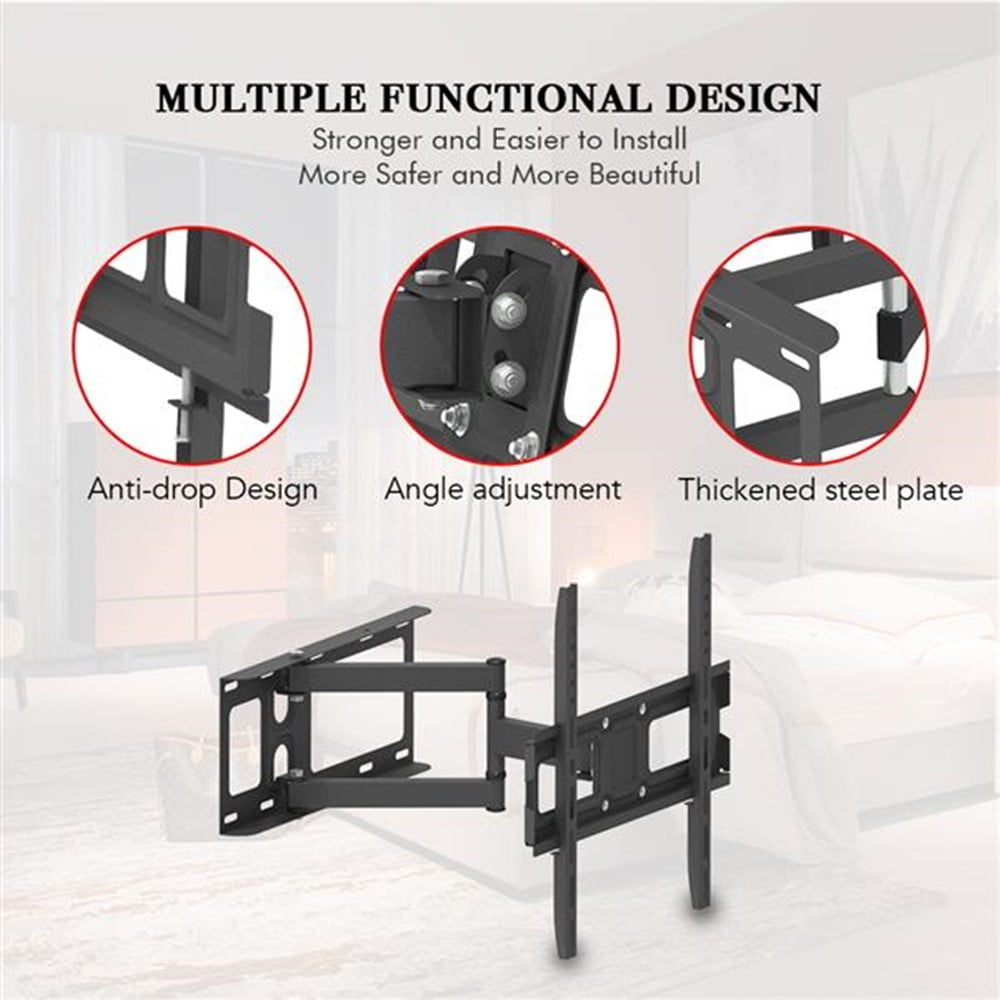 Full Motion TV Wall Mount Corner Bracket, VESA 400 x 400 Compatible, Extending Arm Articulating, Swivel, Tilt Fits 32-60 Inch TVs, 77 Lbs Capacity Black