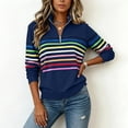 thumbnail image 5 of Womens Sweatshirts Oversized Loose Stand-up Collar Fashion Tops Casual Half-zip Striped Long-sleeved Basic Fall/Winter Sweatshirts, 5 of 7