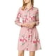 thumbnail image 2 of Vestido de camisa floral con cinturón y botones de solapa para mujer Allegra K XL Rosa, 2 of 8