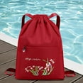 thumbnail image 1 of Women Drawstring Backpack with Zipper Pocket Floral Print Backpack Yoga Backpack, 1 of 7