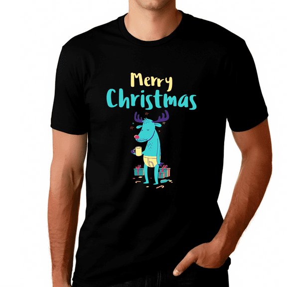 Funny Reindeer Mens Christmas Pajamas for Men Christmas Tshirt Funny Christmas Shirt Christmas Gifts