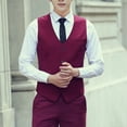 thumbnail image 4 of SWSMCLT Men's Waistcoat Business Vest Top Sleeveless Soft Formal Single Breasted Tank Top V Neck Fitted Belted Work Burgundy Medium, 4 of 4