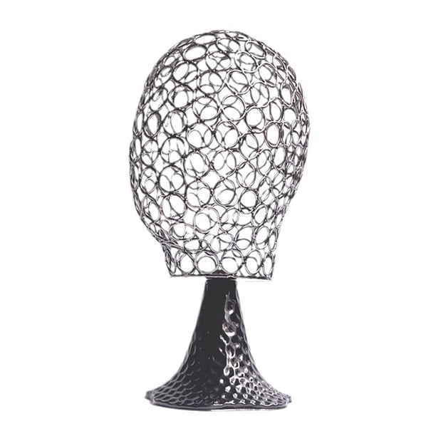 Soporte de metal para pelucas, sombreros, gorras, expositor para barbería, tienda, viajes Negro