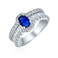 thumbnail image 2 of Bling Jewelry Womens Vintage Art Deco Halo Blue Simulated Sapphire Engagement Ring Sterling Silver, 2 of 6