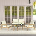 thumbnail image 2 of Costway 5 Piece Rattan Furniture Set Wicker Woven Sofa Set with Solid Acacia Wood Frame, 2 of 10
