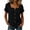 Black, variant on Blouse for Women Notch Square Neck Short Sleeve Button Front Casual Tops