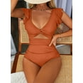 thumbnail image 1 of BeautyIn One Piece Swimsuits for Women V Neck Ruched Monokini Bathing Suits Ruffle Beach Surf Wear, 1 of 5