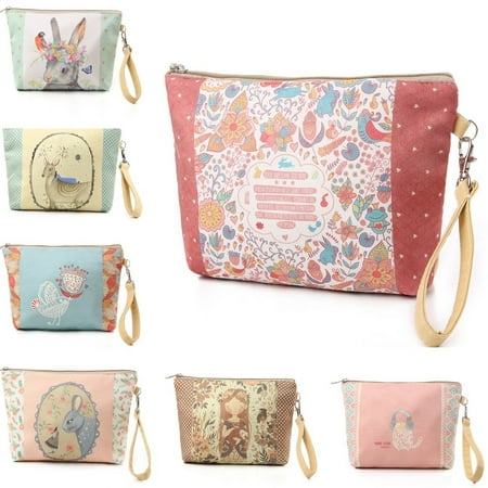 - Cute Fashion Canvas Coin Cosmetic Case Makeup Phone Bag Pouch Purse Bag Zipper Organizer