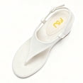 thumbnail image 2 of FSJ Women Low Wedge Heel Thong Sandals Ankle Strap Round Open Toe Flip Flops Comfortable Cushion Heeled Sandals Size 8.5 White, 2 of 4
