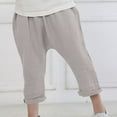 thumbnail image 5 of Diufon Boys Girls Cotton Linen Pants Casual Elastic Waist Sport Capri Pant Soft Lightweight Breathable Trousers, 5 of 7