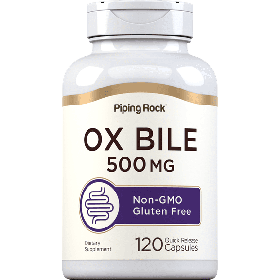 Ox Bile 500mg | 120 Capsules | Digestive Enzyme | by Piping Rock