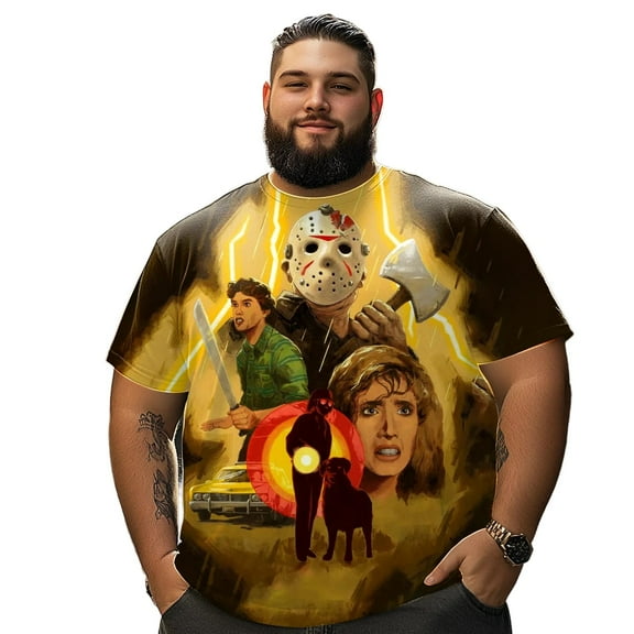 Men T Shirt for Big & Tall Man Graphic Short Sleeve Plus Size Oversized Tee Tshirts 7XLT 3DTS10090