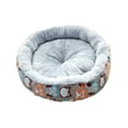 thumbnail image 3 of Cama de gato de peluche Soft Snooze de 17 pulgadas inferior impermeable antideslizante Kitty Kennel Otoño Invierno Mascotas Cama Cojín para , Búho colorido SM SunniMix cama de gato de peluche, 3 of 8