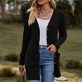 thumbnail image 4 of Vedolay Womens Sweaters Casual Shawl Long Sleeve Solid Color Button Knitted Sweater Black,M, 4 of 5